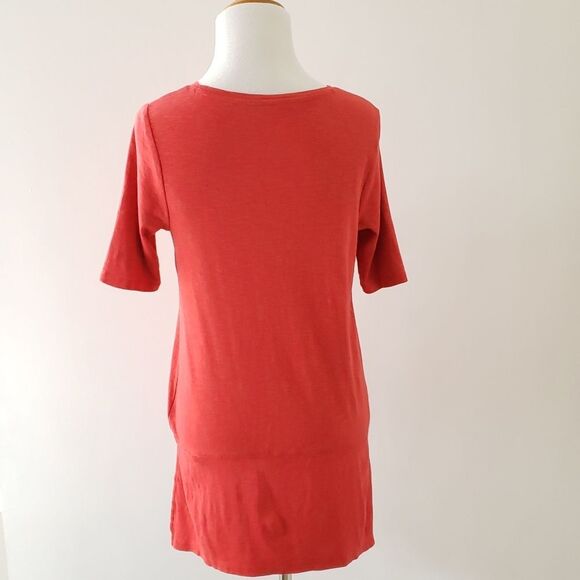 J. Jill Pima Cotton Dipped-Hem Tunic Red Seamed Border Women XS Extra Small - Picture 3 of 8